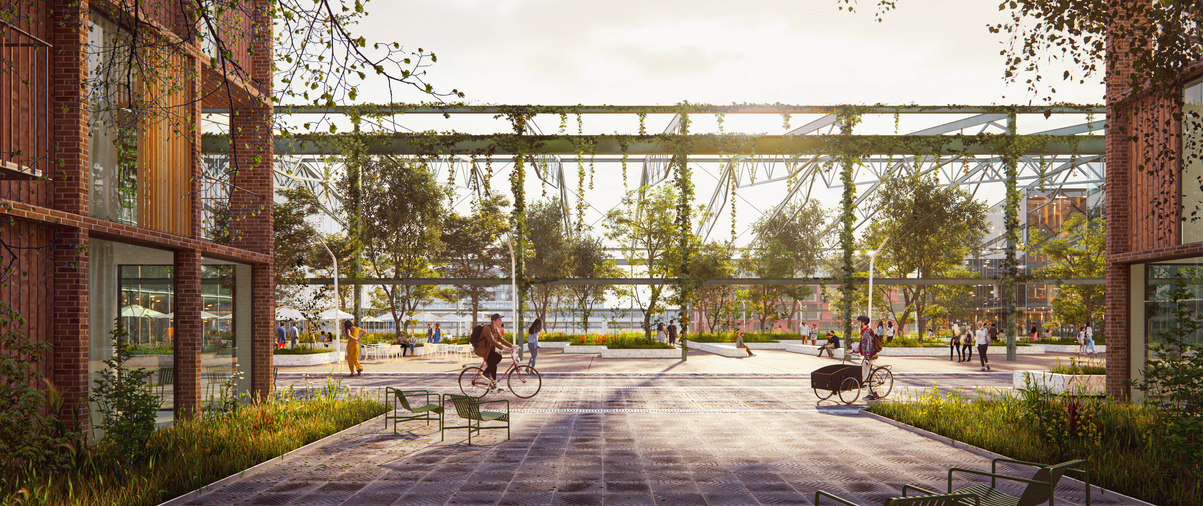 Abbildung des zukünftigen Hallengartens im neuen Stadtteil Werftquartier | © Cobe