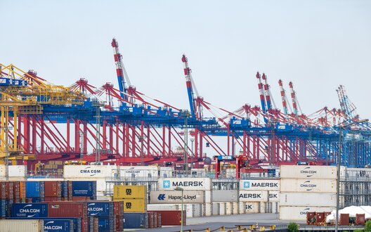 Viele Kräne und Container im Hafen | © WFB/Björn Hake