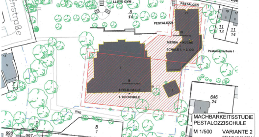 Bauplan des vom Magistrat Bremerhaven beschlossenen Neubau der Pestalozzischule